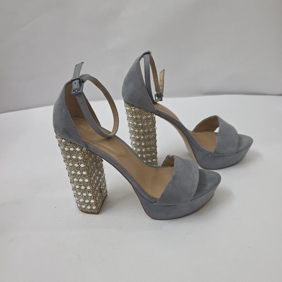 ALDO Nesida Light Blue Suede Block Heel Bling Size EUR 39 US 8.5 - Picture 1 of 11
